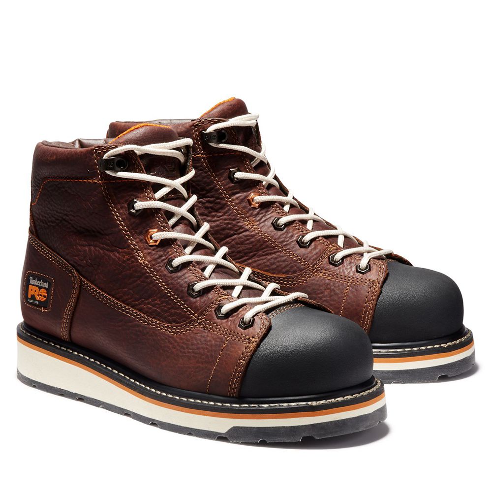 Timberland Mens Work Boots PRO® Gridworks 6\" Alloy Toe - Brown/Black - India UD3210645